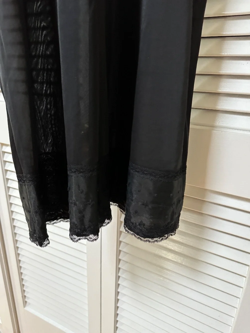 Vintage Full Slip Black Nylon Lace Nightie Small - Picture 9 of 16